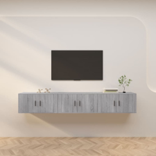 vidaXL 3 db szürke sonoma falra szerelhető TV-szekrény 80x34,5x40 cm bútor