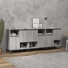 vidaXL 3 db szürke sonoma színű szerelt fa tálalószekrény 60x35x70 cm bútor
