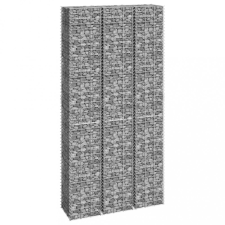 vidaXL 3 db vas gabion magaságyás 30 x 30 x 200 cm kerti dekoráció