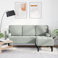 vidaXL 3-Fős Kanapé Chaise L alakú Világosszürke 160 cm Pamut bútor