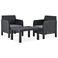 vidaXL 3 részes antracit PP rattan kerti bútorgarnitúra párnákkal (3067233) kerti bútor
