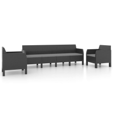 vidaXL 3 részes antracit PP rattan kerti bútorgarnitúra párnákkal (3079675) kerti bútor