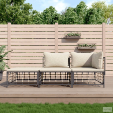vidaXL 3 részes antracitszürke polyrattan kerti ülőgarnitúra párnákkal kerti bútor