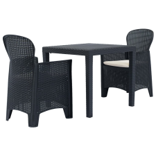 vidaXL 3-részes antracitszürke rattan jellegű műanyag bisztrószett (276113) kerti bútor
