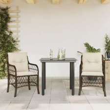 vidaXL 3 részes barna polyrattan bisztrógarnitúra párnákkal kerti bútor