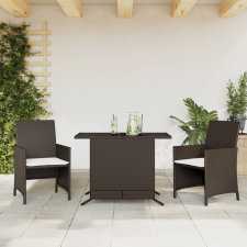 vidaXL 3 részes barna polyrattan bisztrógarnitúra párnákkal kerti bútor