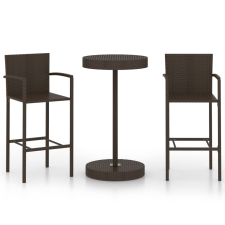 vidaXL 3 részes barna polyrattan kerti bárszett kerti bútor