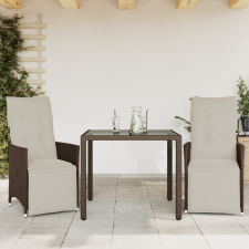 vidaXL 3 részes barna polyrattan kerti bisztrógarnitúra párnákkal kerti bútor