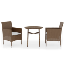 vidaXL 3 részes barna polyrattan kerti étkezőgarnitúra (3098024) kerti bútor