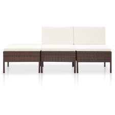 vidaXL 3-részes barna polyrattan kerti ülőgarnitúra párnákkal (48955) kerti bútor