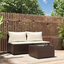 vidaXL 3 részes barna polyrattan kerti ülőgarnitúra párnával kerti bútor