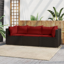 vidaXL 3 részes barna polyrattan kerti ülőgarnitúra párnával kerti bútor