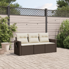 vidaXL 3 részes barna polyrattan kerti ülőgarnitúra párnával kerti bútor