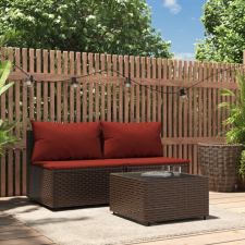 vidaXL 3 részes barna polyrattan kerti ülőgarnitúra párnával kerti bútor