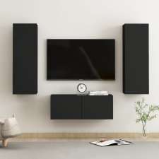 vidaXL 3 részes fekete forgácslap TV-szekrényszett bútor
