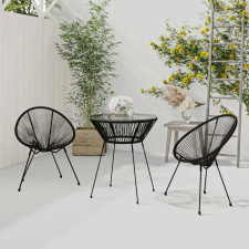 vidaXL 3 részes fekete kerti étkezőgarnitúra kerti bútor
