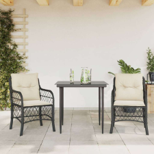 vidaXL 3 részes fekete polyrattan bisztrógarnitúra párnával bútor