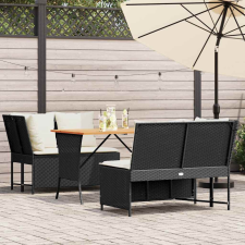 vidaXL 3 részes fekete polyrattan kerti ülőgarnitúra párnával kerti bútor