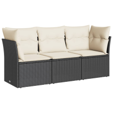 vidaXL 3 részes fekete polyrattan kerti ülőgarnitúra párnával (3217206) kerti bútor