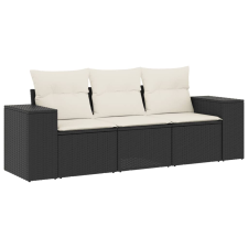 vidaXL 3 részes fekete polyrattan kerti ülőgarnitúra párnával (3222255) kerti bútor