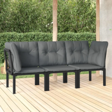 vidaXL 3 részes fekete szürke polyrattan kerti ülőgarnitúra kerti bútor