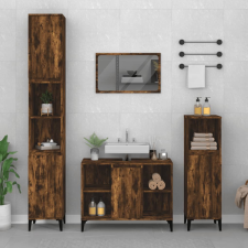 vidaXL 3 részes füstös tölgy színű szerelt fa fürdőszobai bútorszett fürdőszoba bútor