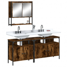 vidaXL 3 részes füstös tölgy színű szerelt fa fürdőszobai bútorszett fürdőszoba bútor