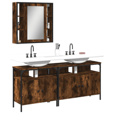 vidaXL 3 részes füstös tölgyszínű szerelt fa fürdőszobai szekrényszett fürdőszoba bútor