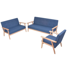 vidaXL 3 részes kék huzatú ülőgarnitúra bútor