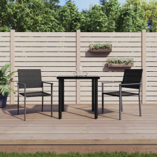 vidaXL 3-részes polyrattan és acél kerti étkezőgarnitúra kerti bútor