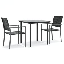 vidaXL 3-részes polyrattan és acél kerti étkezőgarnitúra (3187019) kerti bútor