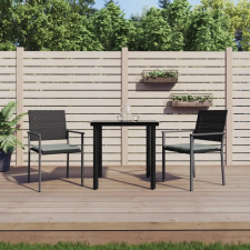 vidaXL 3-részes polyrattan és acél kerti étkezőgarnitúra párnával (3187017) kerti bútor