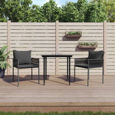 vidaXL 3-részes polyrattan és acél kerti étkezőgarnitúra párnával (3187051) kerti bútor