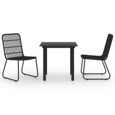 vidaXL 3 részes polyrattan és üveg kültéri étkezőgarnitúra (3060249) kerti bútor