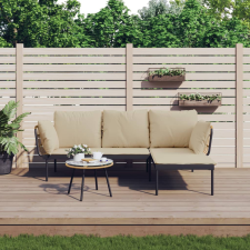 vidaXL 3 részes polyrattan kerti ülőgarnitúra bézs párnákkal kerti bútor