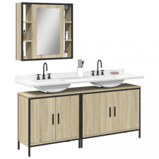 vidaXL 3 részes sonoma tölgy színű szerelt fa fürdőszobaszekrény-szett fürdőszoba bútor