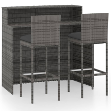 vidaXL 3 részes szürke kerti bárszett párnákkal (3064882) kerti bútor