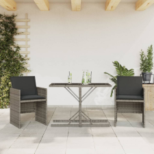 vidaXL 3 részes szürke polyrattan bisztrógarnitúra párnákkal kerti bútor