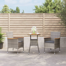 vidaXL 3-részes szürke polyrattan kerti bisztrógarnitúra párnákkal kerti bútor