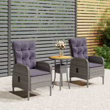 vidaXL 3 részes szürke polyrattan kerti bisztrószett kerti bútor
