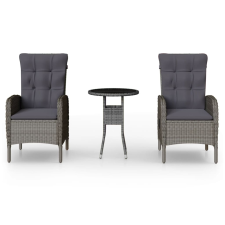 vidaXL 3 részes szürke polyrattan kerti bisztrószett (3058542) kerti bútor