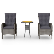 vidaXL 3 részes szürke polyrattan kerti bisztrószett (3058543) kerti bútor