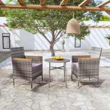 vidaXL 3 részes szürke polyrattan kerti étkezőgarnitúra kerti bútor