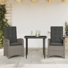vidaXL 3 részes szürke polyrattan kerti étkezőgarnitúra párnával kerti bútor