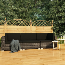 vidaXL 3 részes szürke polyrattan kerti kanapészett párnákkal kerti bútor
