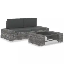 vidaXL 3 részes szürke polyrattan kerti ülőgarnitúra kerti bútor