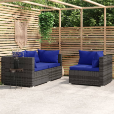 vidaXL 3-részes szürke polyrattan kerti ülőgarnitúra párnákkal kerti bútor
