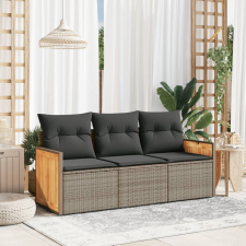vidaXL 3 részes szürke polyrattan kerti ülőgarnitúra párnákkal kerti bútor