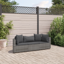 vidaXL 3 részes szürke polyrattan kerti ülőgarnitúra párnákkal kerti bútor