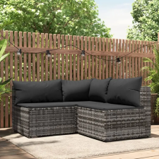 vidaXL 3 részes szürke polyrattan kerti ülőgarnitúra párnákkal kerti bútor